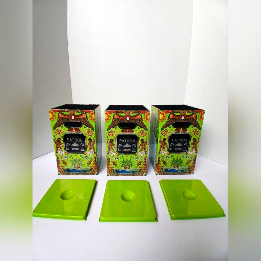3 Patron Silver 750ml Limited Edition Mexican Heritage Tin Box Collector Bar